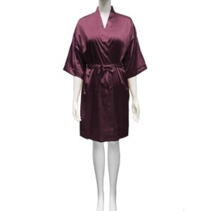 LuxRobe - Premium Short Satin Wrap Robe w/ Matching Sash LUX3706-3746 MAR