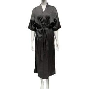 LuxRobe - Premium Long Satin Wrap Robe w/ Matching Sash LUX3721-3761 BLK