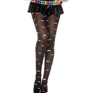 Music Legs Neon Rainbow Mustache Pantyhose ML37219