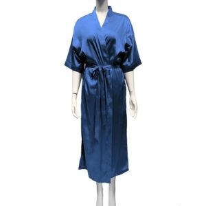 LuxRobe - Premium Long Satin Wrap Robe w/ Matching Sash LUX3727-3767 BLU