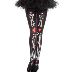 Music Legs Bone And Heart Print Pantyhose ML37324