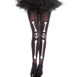 Music Legs Bone Print And Smiley Face Print Pantyhose ML37329