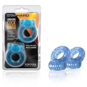 Blush Stay Hard Vibrating Cock Ring 2 Pack - Blue