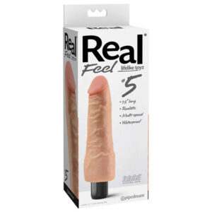 Real Feel No. 5 Long 7.5 Vibe Waterproof - Mutli-speed Flesh