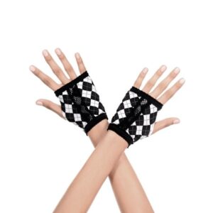 Music Legs Harlequin With Fishnet Insert Gloves ML436