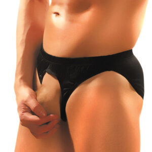 Male Power Nylon Spandex Pouchless Brief Black O/S