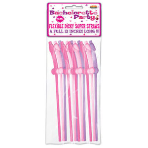 Bachelorette Party Pecker Sipping Straws - Assorted Colors Pack of 10