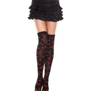 Music Legs Cherry Print Acrylic Thigh Hi ML4607