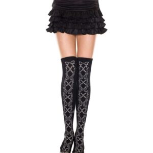 Music Legs Floral And Criss Cross Acrylic Thigh Hi ML4608