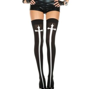 Music Legs Cross Print Stockings ML4629