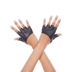 Music Legs Short Faux Leather Fingerless Gloves ML463