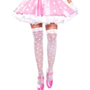 Music Legs Sheer Polka Dot With Bow Spandex Thigh Hi ML4659