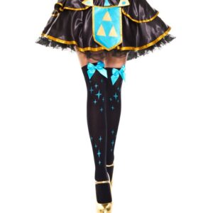Music Legs Star Print With Satin Bow Thigh Hi ML4664