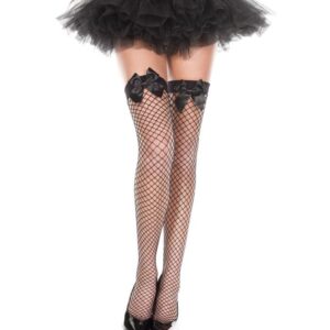 Music Legs Satin Bow Spandex Mini Diamond Net Thigh Hi ML4830