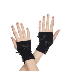 Music Legs Fingerless Gloves With Ribbon Lacing ML485