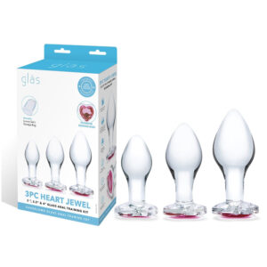 Glas 3Pc Heart Jewel Glass Anal Training Kit