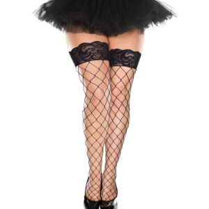 Music Legs Plus Size Lace Top Diamond Net Spandex Thigh Hi ML4925