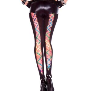 Music Legs Rainbow Ribbon Lace Up Pantyhose ML50014