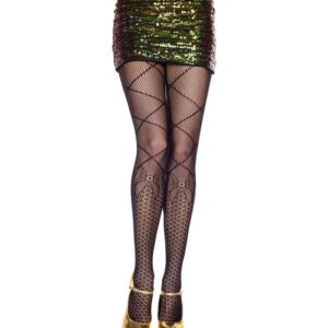 Music Legs Micro Net Faux Leg Wrap And Diamond Knee Hi With Bow P
