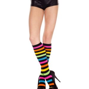 Music Legs Acrylic Rainbow Stripes Knee Hi ML5307