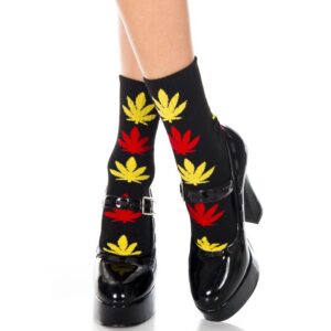 Music Legs Leaf Print Socks ML537