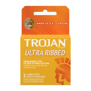 Trojan Ribbed Condoms - Box of 3