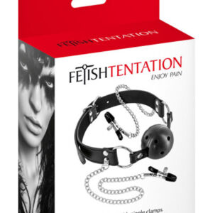 Bondage set with nipple clamps and mouth gag