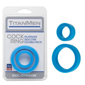 Titanmen Cock Ring Platinum Silicone Double Pack - Blue