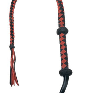 FOUET CUIR BOVIN ROUGE/NOIR