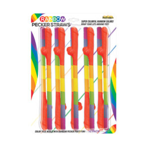 Rainbow Pecker Straws Pack of 10