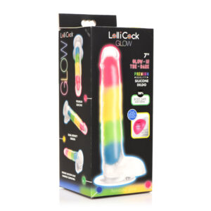 Lollicock 7'' Glow-In-The-Dark Rainbow Silicone Dildo W/ Balls