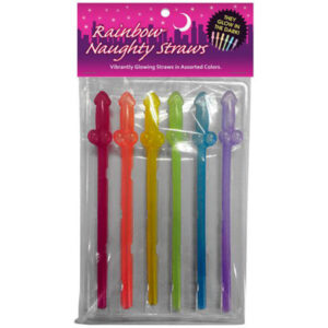 Naughty Glow in the Dark Rainbow Straws - Pack of 6