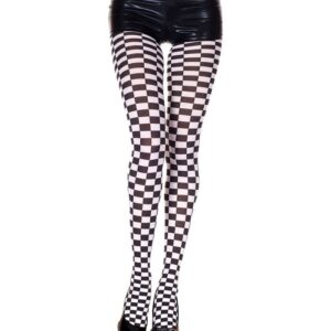 Music Legs Checkerboard Print Opaque Pantyhose ML7006