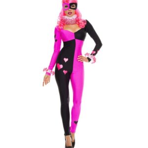 Music Legs 4 Pc. Stretch Long Sleeves Jumpsuit Includes: Mask, Ruffle Choker And Cuffs ML70336