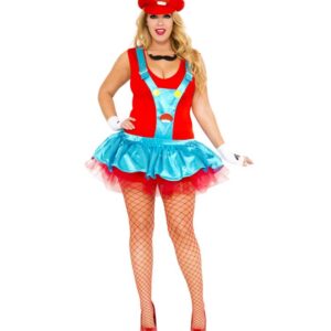 Music Legs 4 Pc. Plus Size Suspender Dress With Tutu Skirt And Mushroom Appliques Includes: Hat, Necklace And Arm Warmer ML70452Q