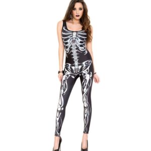 Music Legs Add A Dark Edge To Your Costume With This 3D Skeleton Bodysuit Costume Featuring A Full Body Sleeveless Leotard With Skeleton Print. ML70790