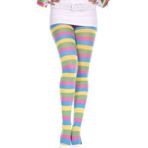 Music Legs Neon Colored Striped Spandex Pantyhose ML7093