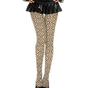 Music Legs Diamond And Cross Print Spandex Pantyhose ML7119