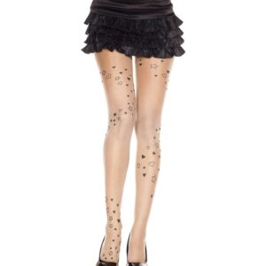 Music Legs Heart And Star Print Pantyhose ML7202
