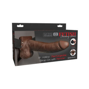 Fetish Fantasy Series 8'' Hollow Rechargeable Strap On w/Remote - Brown