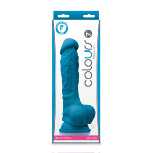 Colours Pleasures 7'' Dong w/Balls & Suction Cup - Blue