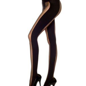 Music Legs Front And Back Sheer Panels Spandex Pantyhose ML7244