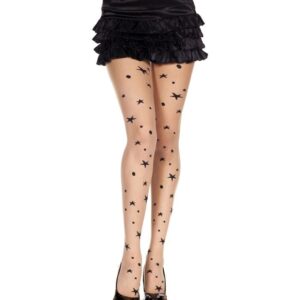 Music Legs Star Print Spandex Pantyhose ML7264