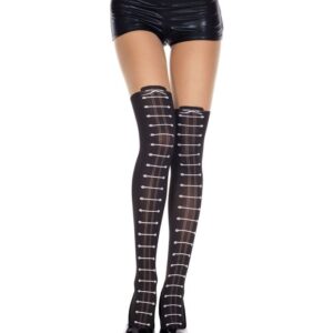 Music Legs Faux Lace Up Design Spandex Pantyhose ML7271