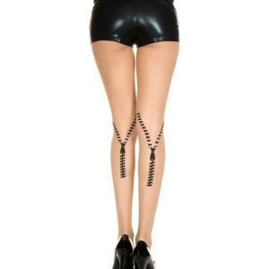 Music Legs Zipper Print Spandex Sheer Pantyhose ML7388