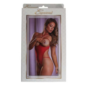 MS Mesh Cupless Crotchless Teddy Red Qs