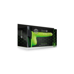 Ouch! Ribbed Hollow Strap-On With Balls 8'' Glow In The Dark