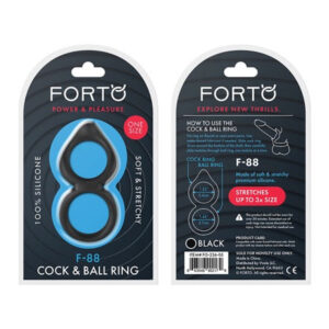 Forto F-88 Double Ring Liquid Silicone Cock Ring - Black