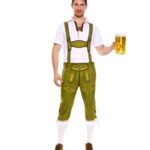 Music Legs This Two Piece Mr. Oktoberfest Costume Features A Lace Up Collared Shirt With Adjustable Suspenders And Bavarian Inspired Printed Shorts. (Beer Glass And Knee High Socks Not Included.) ML76017