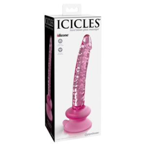 Icicles No. 86 Hand Blown Glass Massager w/Suction Cup - Pink